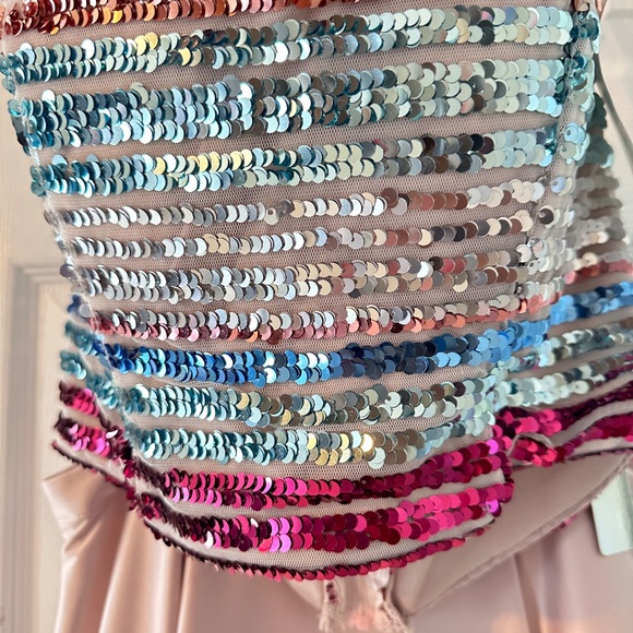 Sequin Hearts , Evening Gown 2 Piece Formal Prom Dress Hi Lo Sequin Size 9 NWT - Picture 11 of 13